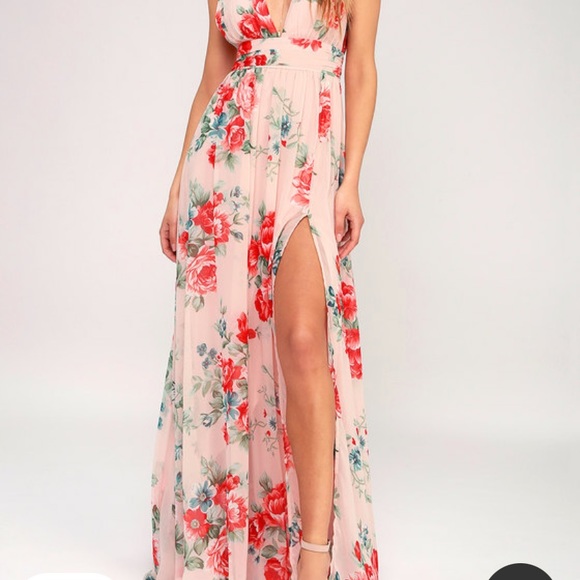 Lulus Blush Floral Print Maxi Dress - Picture 5 of 8